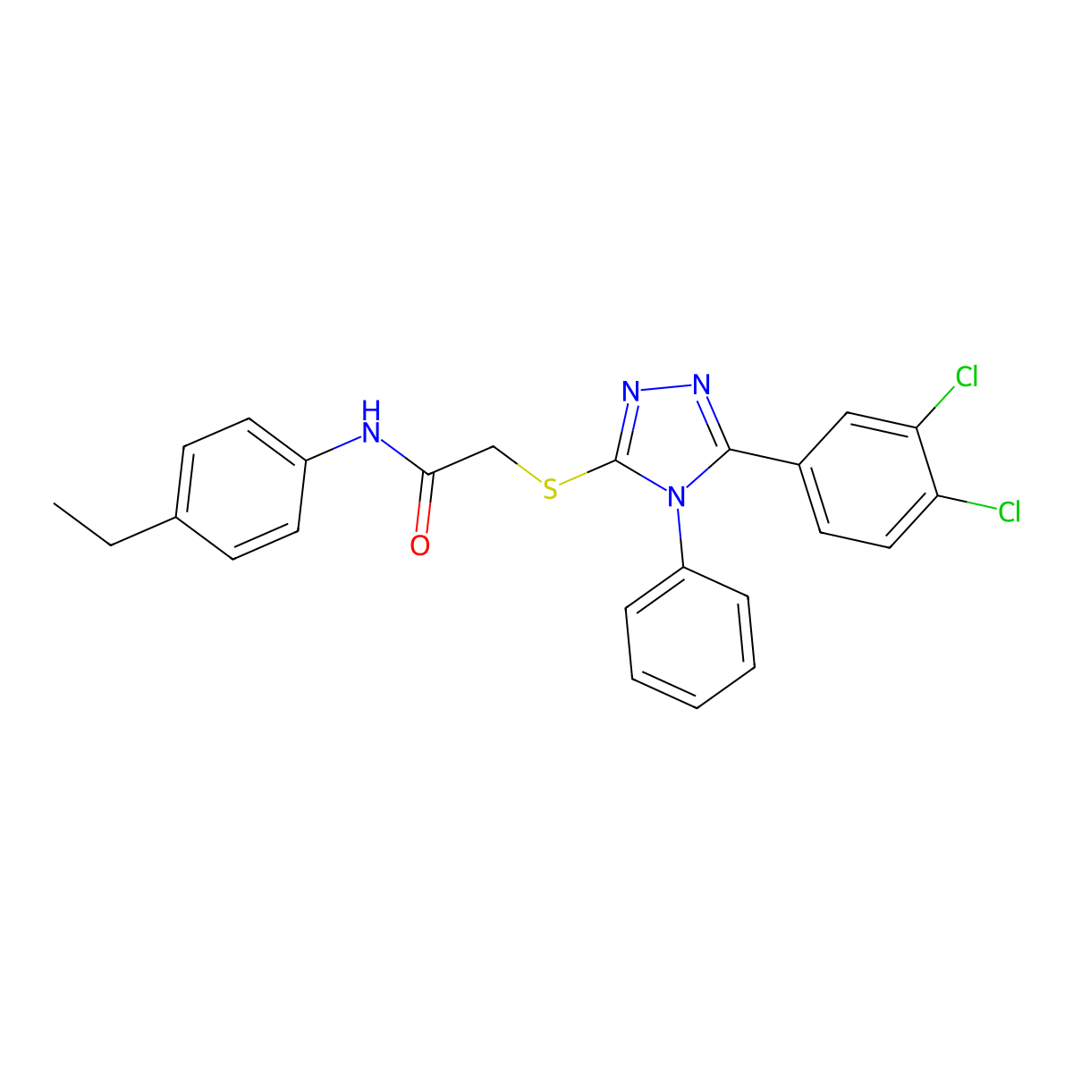2-{[5-(3,4-dichlorophenyl)-4-phenyl-4H-1,2,4-triazol-3-yl]sulfanyl}-N-(4-ethylphenyl)acetamide molecular structure, CAS 432530-06-8