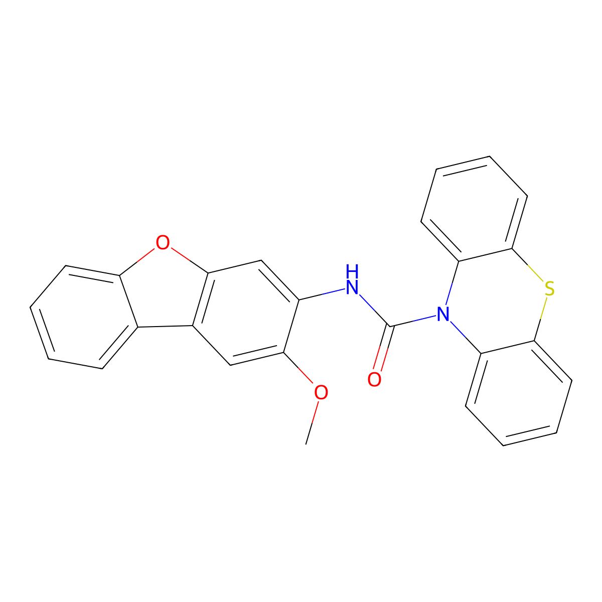 N-(2-methoxydibenzofuran-3-yl)phenothiazine-10-carboxamide molecular structure, CAS 432530-21-7