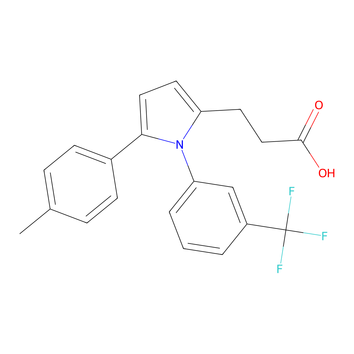 3-[5-(4-Methylphenyl)-1-[3-(trifluoromethyl)phenyl]-1H-pyrrol-2-YL]propanoic acid molecular structure, CAS 432530-38-6