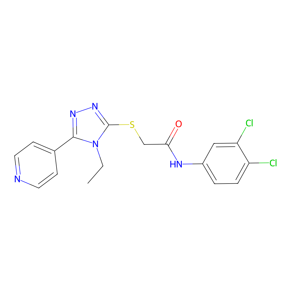 N-(3,4-Dichlorophenyl)-2-{[4-ethyl-5-(4-pyridinyl)-4H-1,2,4-triazol-3-YL]sulfanyl}acetamide molecular structure, CAS 432530-50-2