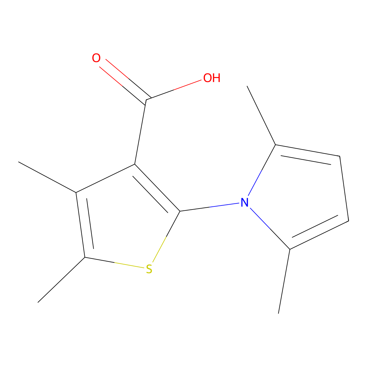 2-(2,5-dimethyl-1H-pyrrol-1-yl)-4,5-dimethylthiophene-3-carboxylic acid molecular structure, CAS 432530-64-8