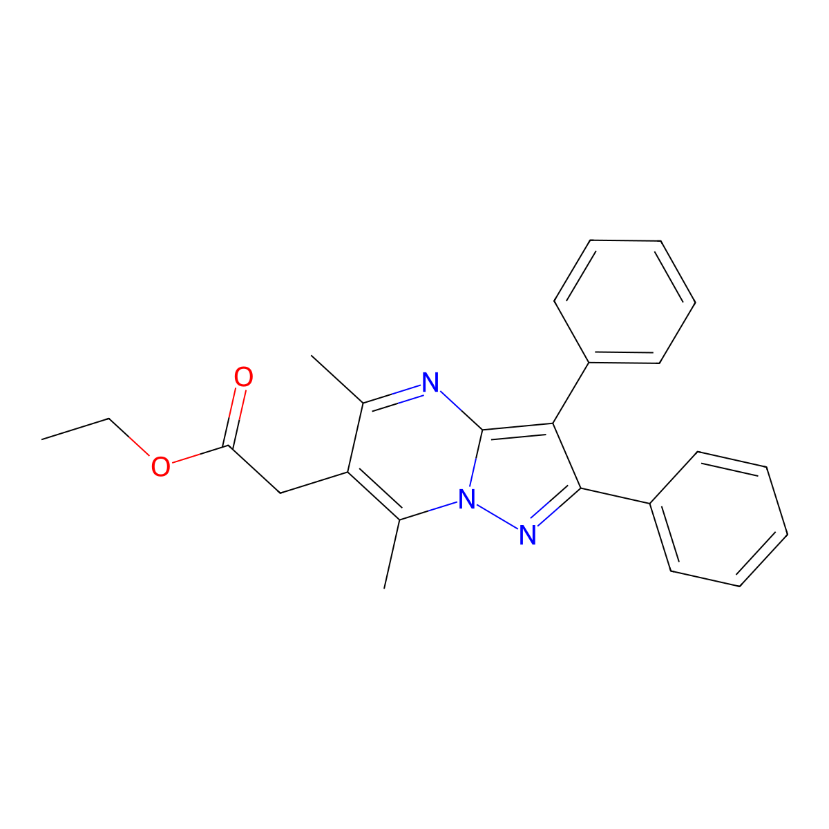 Ethyl (5,7-dimethyl-2,3-diphenylpyrazolo[1,5-a]pyrimidin-6-yl)acetate molecular structure, CAS 432530-77-3