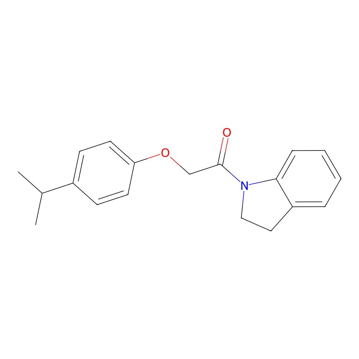 1-(2,3-Dihydroindol-1-yl)-2-(4-propan-2-ylphenoxy)ethanone molecular structure, CAS 432530-80-8