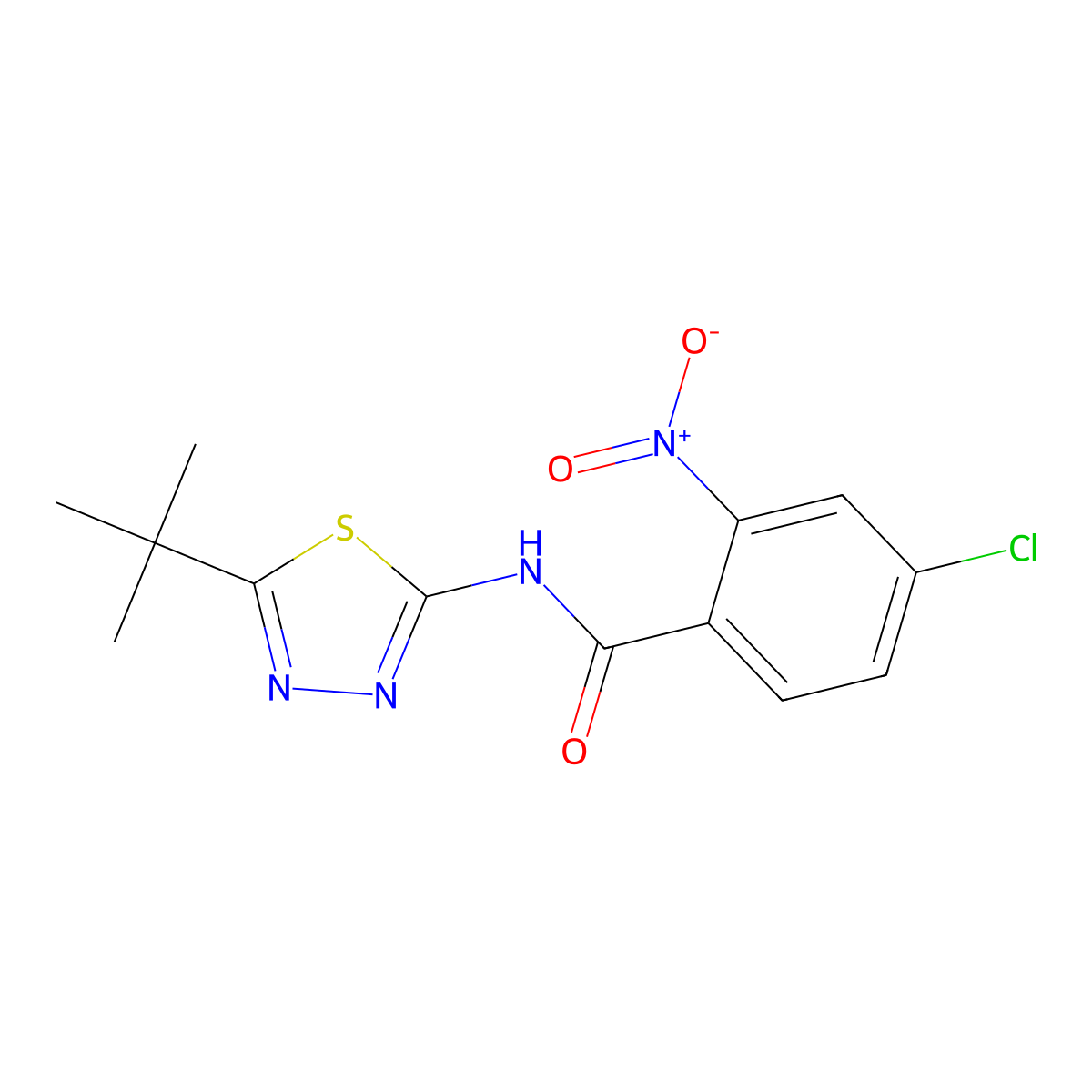 N-(5-tert-butyl-1,3,4-thiadiazol-2-yl)-4-chloro-2-nitrobenzamide molecular structure, CAS 432530-93-3