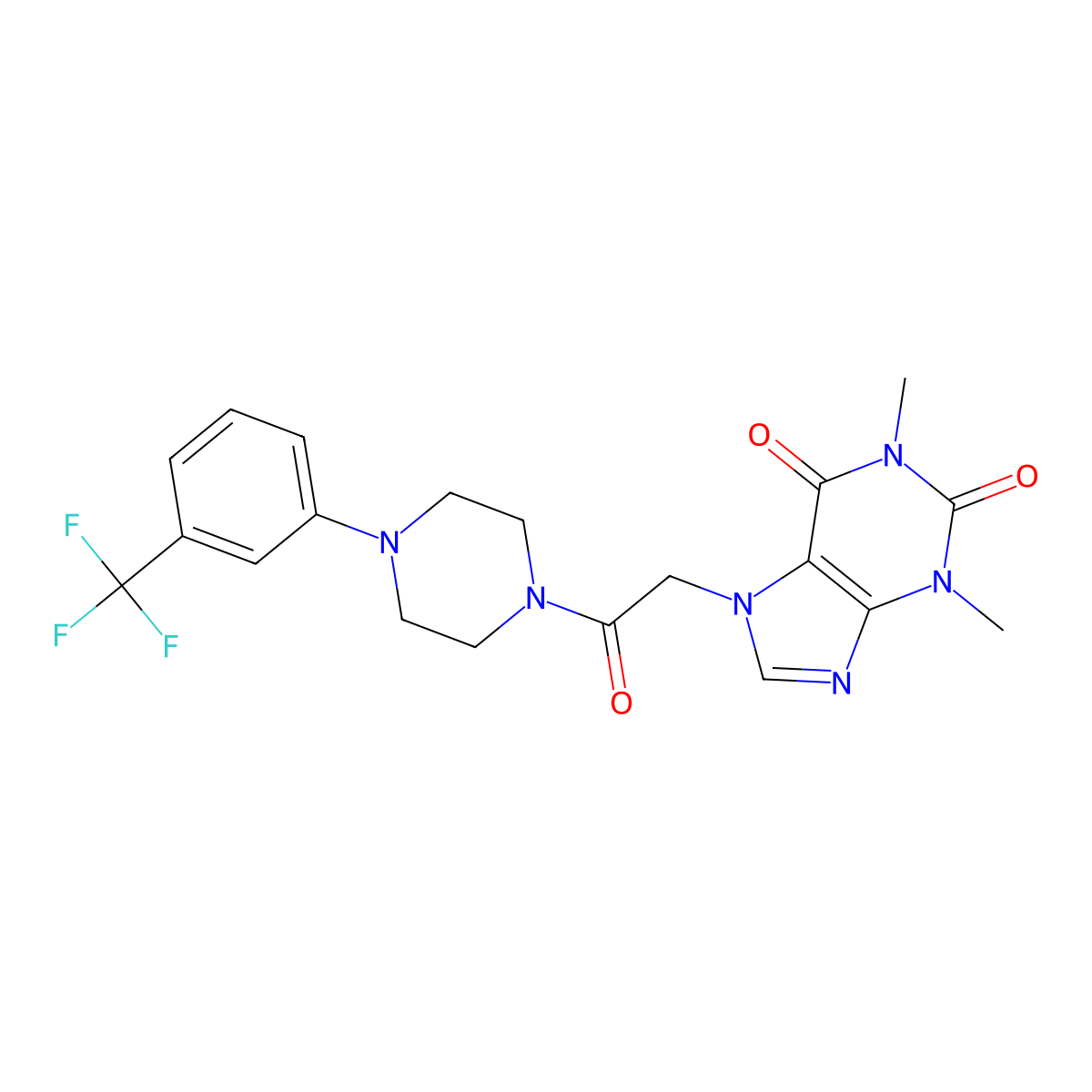 1,3-dimethyl-7-(2-oxo-2-{4-[3-(trifluoromethyl)phenyl]piperazin-1-yl}ethyl)-3,7-dihydro-1H-purine-2,6-dione molecular structure, CAS 432531-11-8