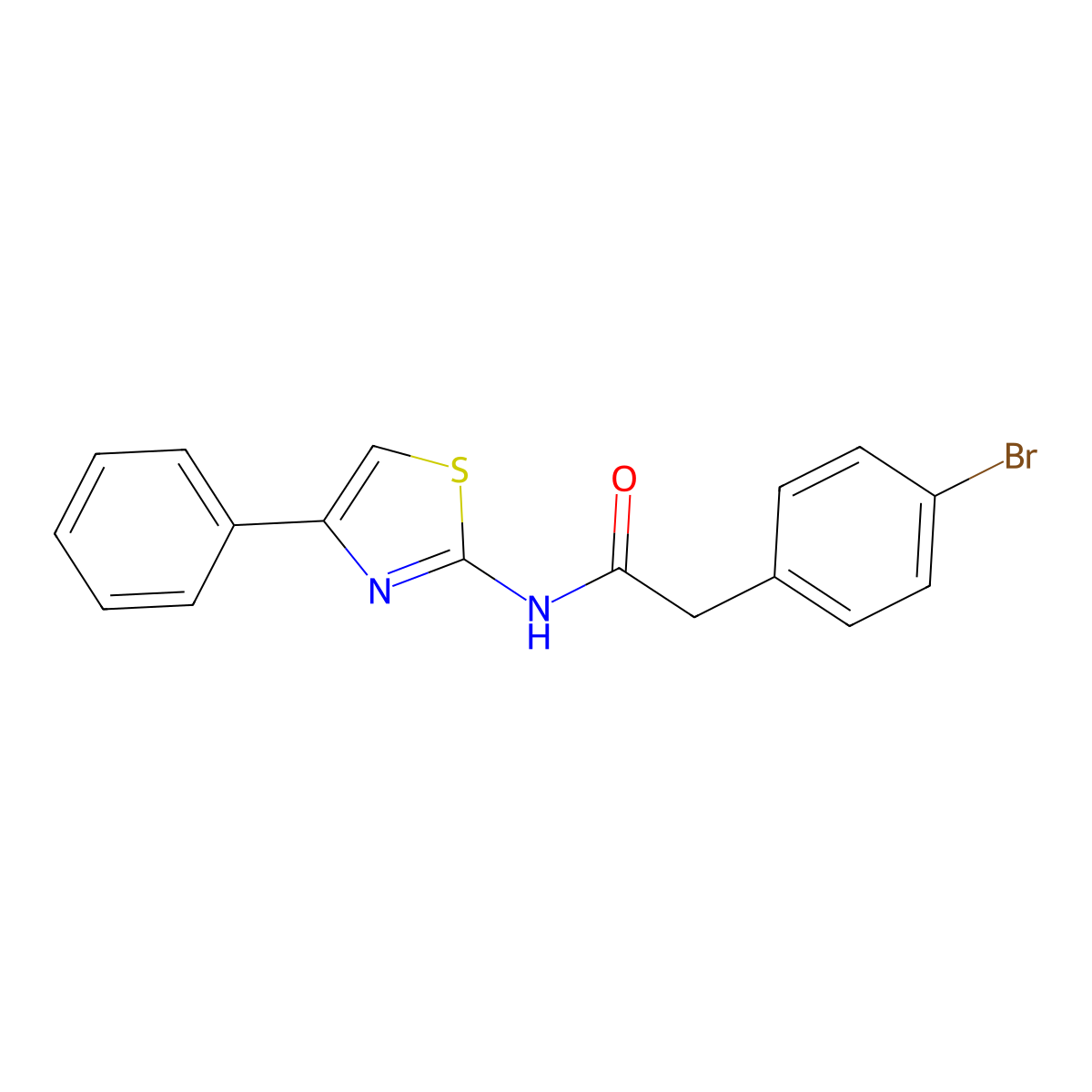 2-(4-bromophenyl)-N-(4-phenyl-1,3-thiazol-2-yl)acetamide molecular structure, CAS 432531-70-9