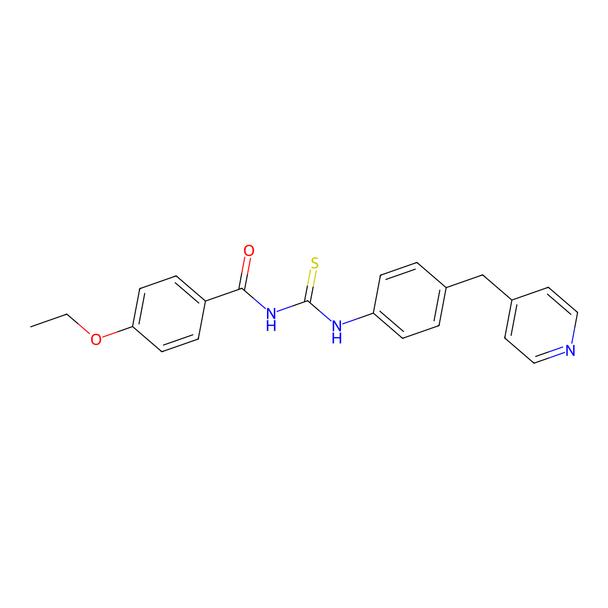 4-ethoxy-N-[[4-(pyridin-4-ylmethyl)phenyl]carbamothioyl]benzamide molecular structure, CAS 432532-16-6