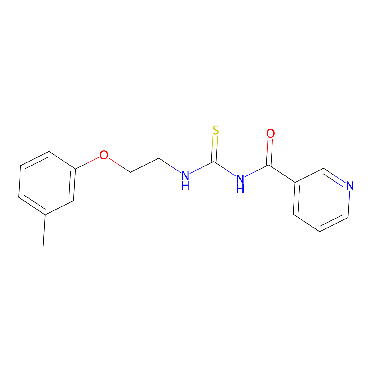 N-[2-(3-methylphenoxy)ethylcarbamothioyl]pyridine-3-carboxamide molecular structure, CAS 432532-35-9