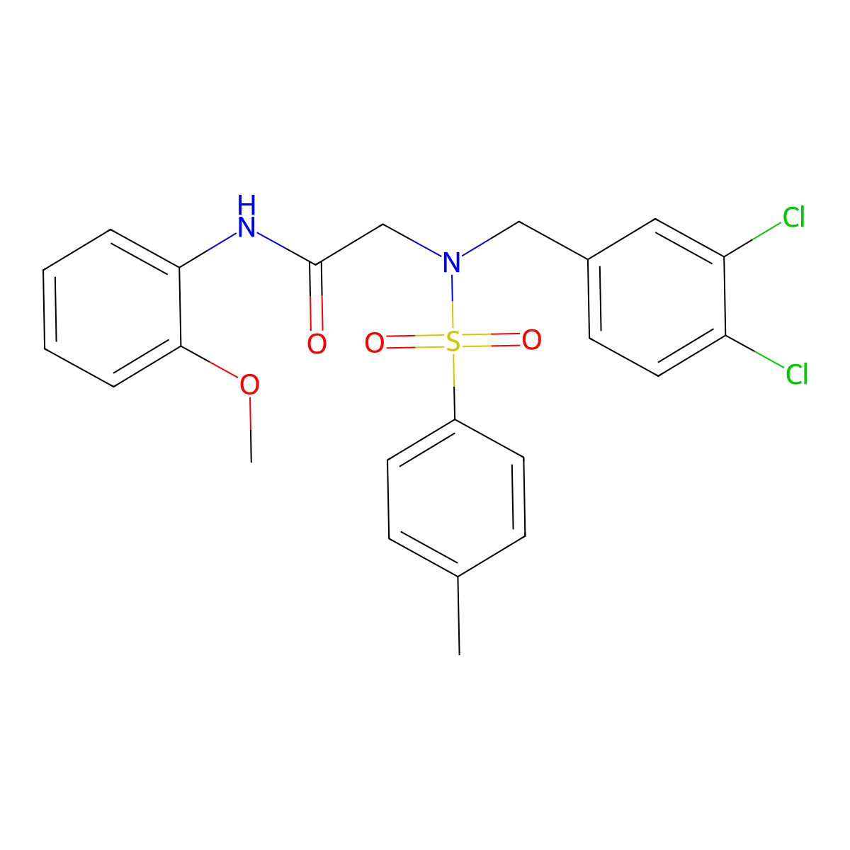 2-[(3,4-dichlorophenyl)methyl-(4-methylphenyl)sulfonylamino]-N-(2-methoxyphenyl)acetamide molecular structure, CAS 432532-38-2