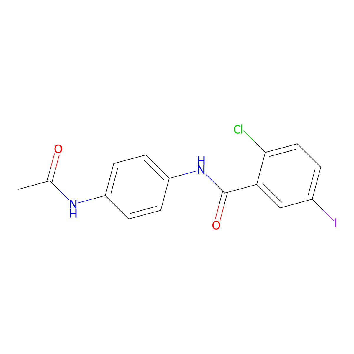N-(4-acetamidophenyl)-2-chloro-5-iodobenzamide molecular structure, CAS 432532-41-7