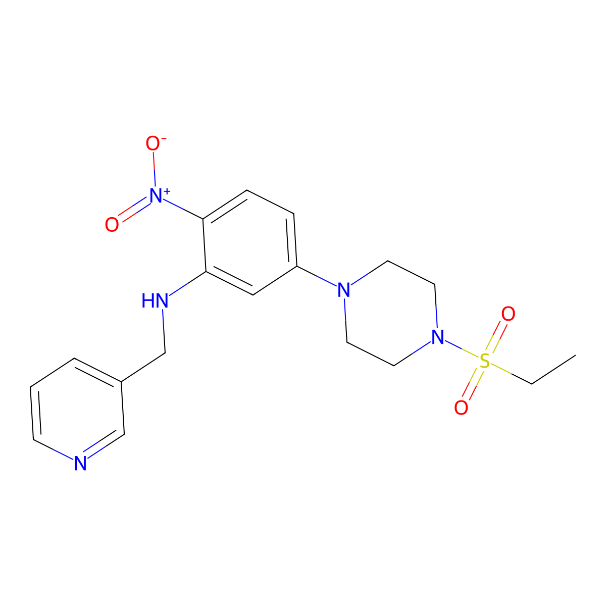 5-(4-ethylsulfonyl-1-piperazinyl)-2-nitro-N-(3-pyridinylmethyl)aniline molecular structure, CAS 432532-55-3