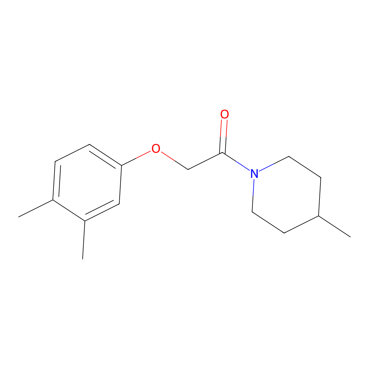 2-(3,4-Dimethylphenoxy)-1-(4-methylpiperidin-1-yl)ethanone molecular structure, CAS 432532-69-9