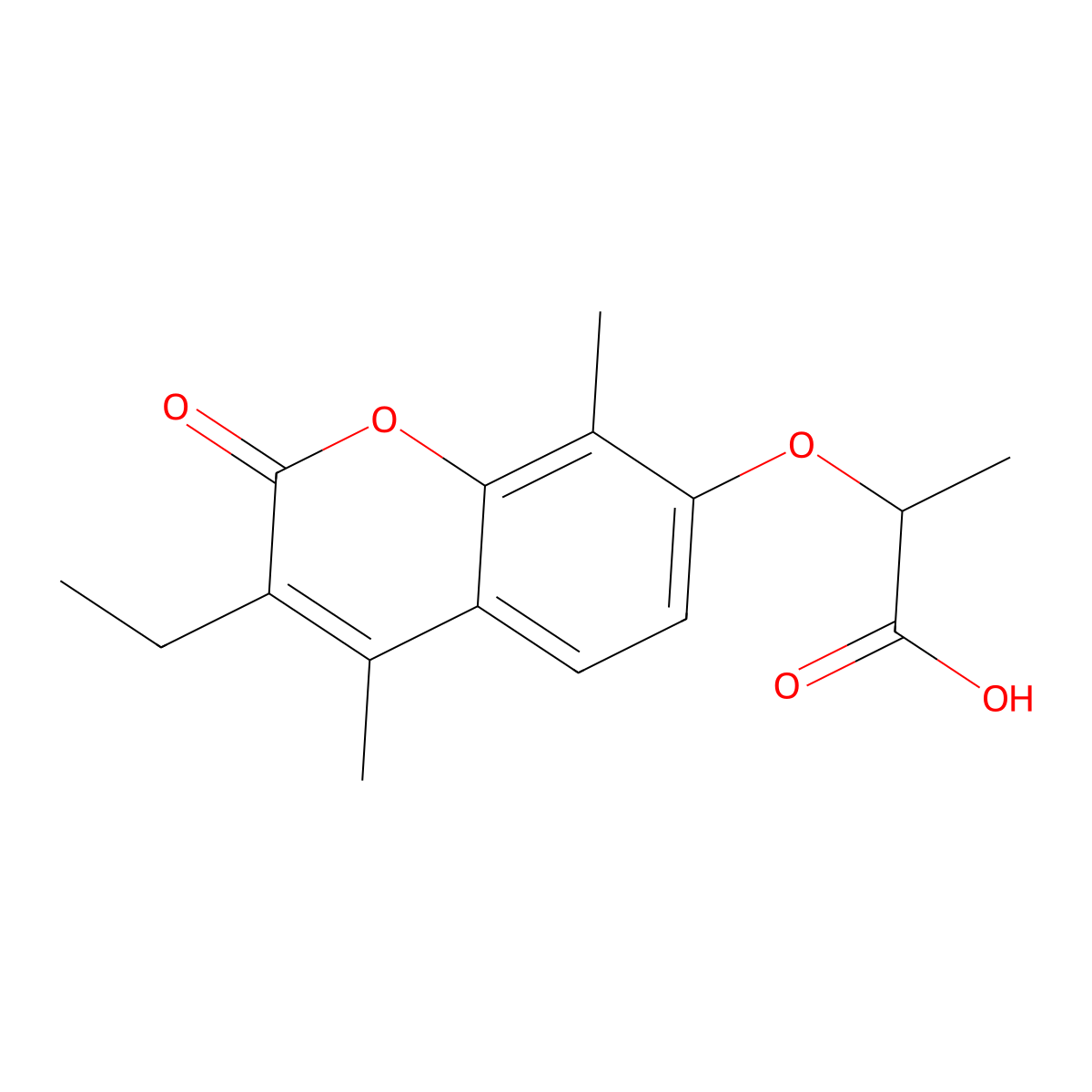 2-(3-Ethyl-4,8-dimethyl-2-oxochromen-7-yl)oxypropanoic acid molecular structure, CAS 432532-85-9