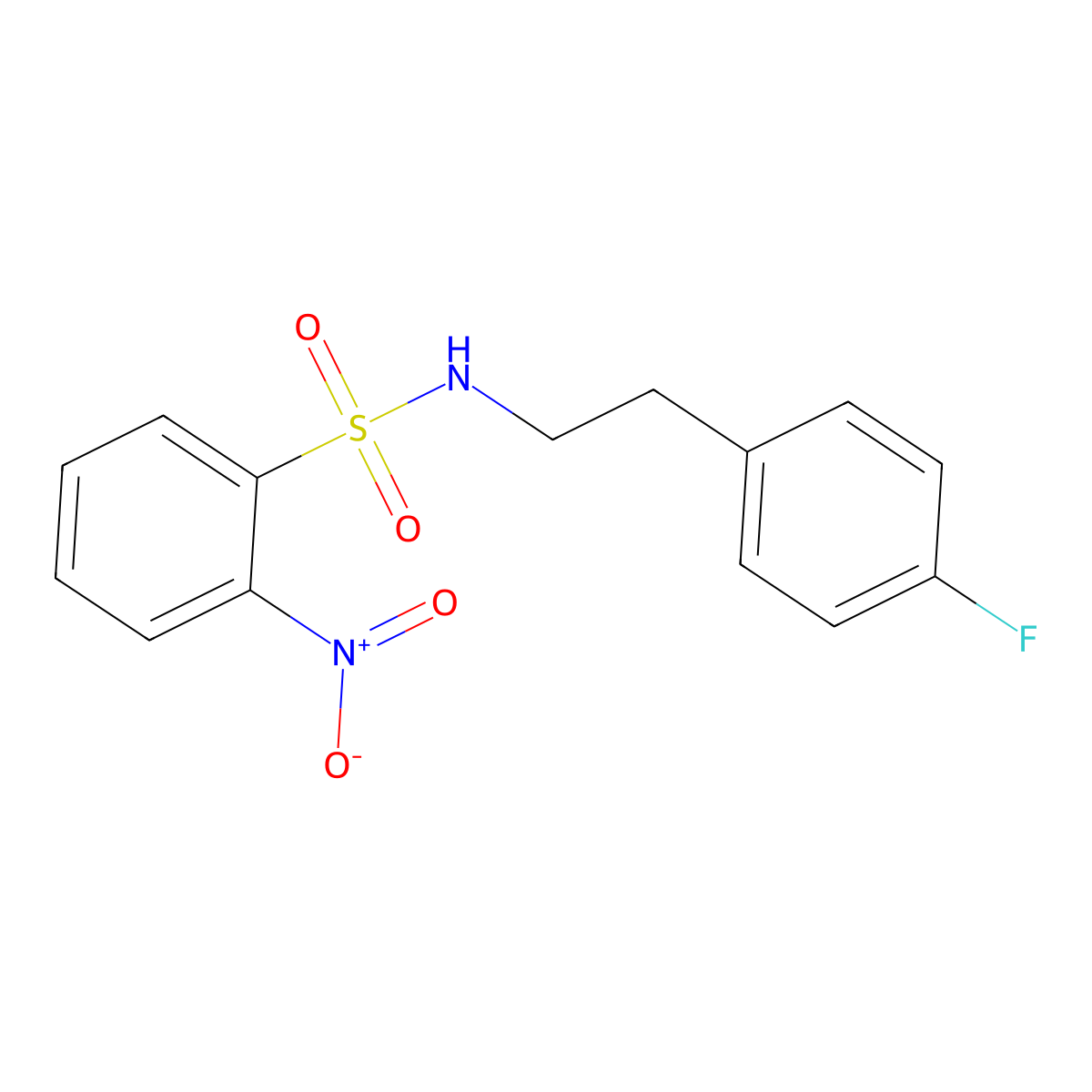 N-[2-(4-fluorophenyl)ethyl]-2-nitrobenzenesulfonamide molecular structure, CAS 432533-08-9