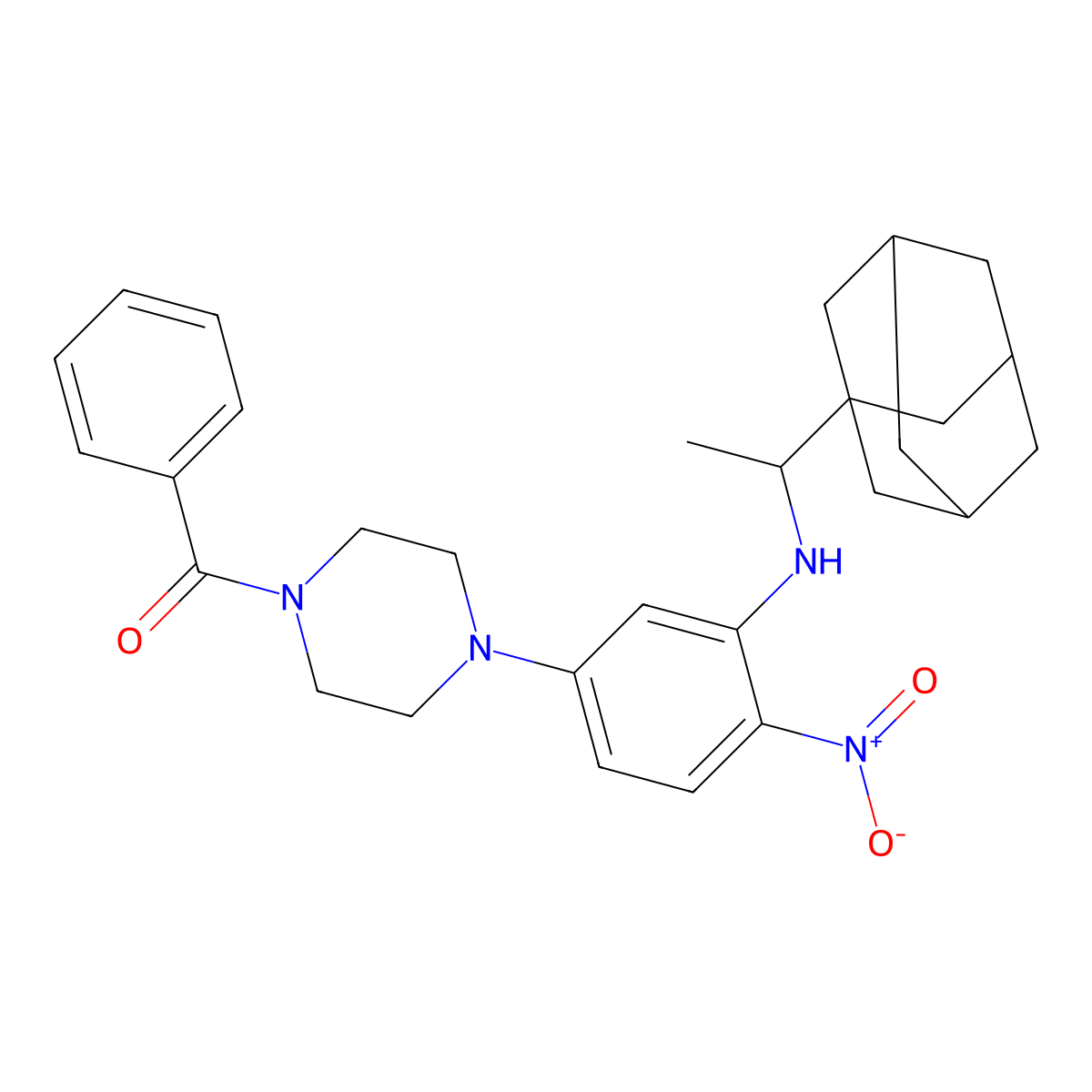[4-[3-[1-(1-Adamantyl)ethylamino]-4-nitrophenyl]piperazin-1-yl]-phenylmethanone molecular structure, CAS 432533-11-4
