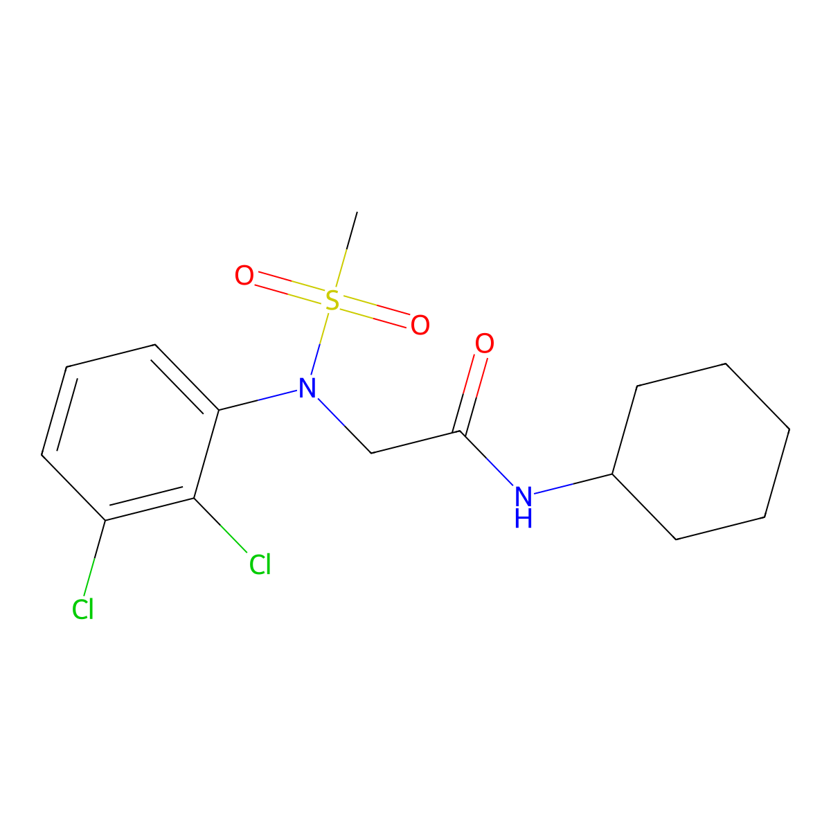 N-cyclohexyl-2-(2,3-dichloro-N-methylsulfonylanilino)acetamide molecular structure, CAS 432533-36-3