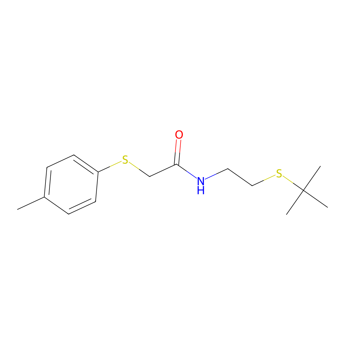 N-(2-tert-butylsulfanylethyl)-2-(4-methylphenyl)sulfanylacetamide molecular structure, CAS 432533-40-9