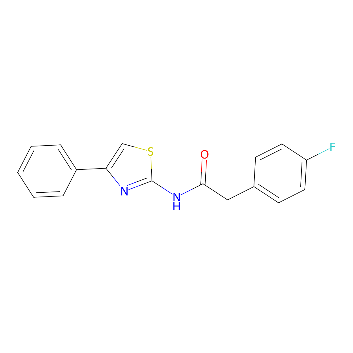 2-(4-fluorophenyl)-N-(4-phenyl-1,3-thiazol-2-yl)acetamide molecular structure, CAS 432533-45-4