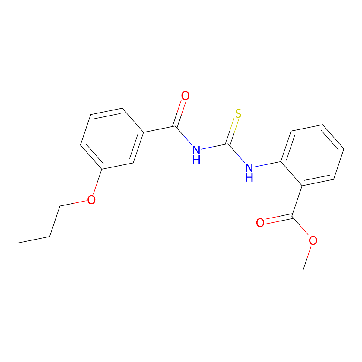 Methyl 2-({[(3-propoxyphenyl)carbonyl]carbamothioyl}amino)benzoate molecular structure, CAS 432533-47-6