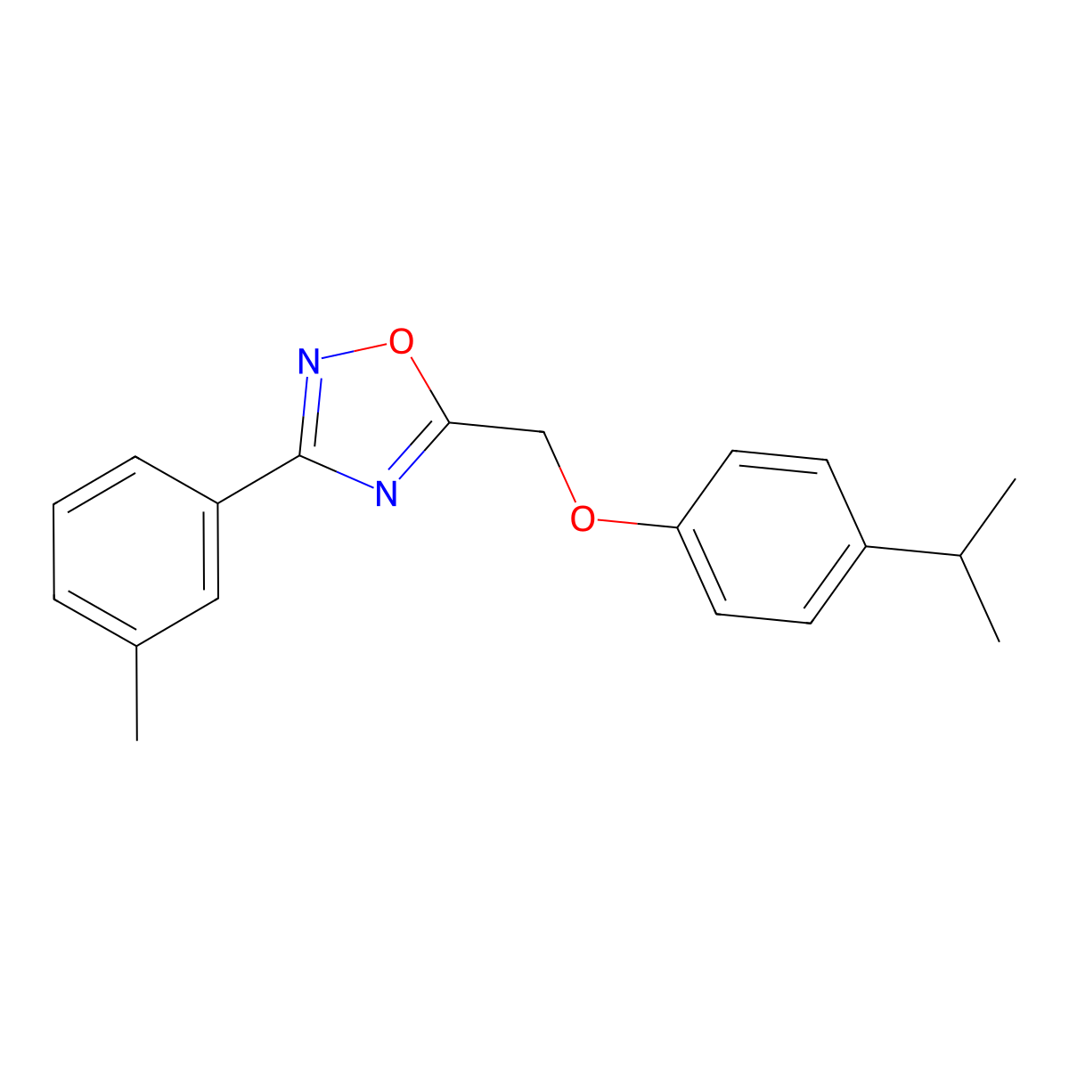 3-(3-Methylphenyl)-5-{[4-(propan-2-yl)phenoxy]methyl}-1,2,4-oxadiazole molecular structure, CAS 432533-76-1