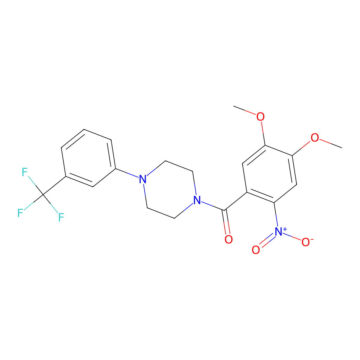 (4,5-Dimethoxy-2-nitrophenyl)-[4-[3-(trifluoromethyl)phenyl]piperazin-1-yl]methanone molecular structure, CAS 432533-79-4