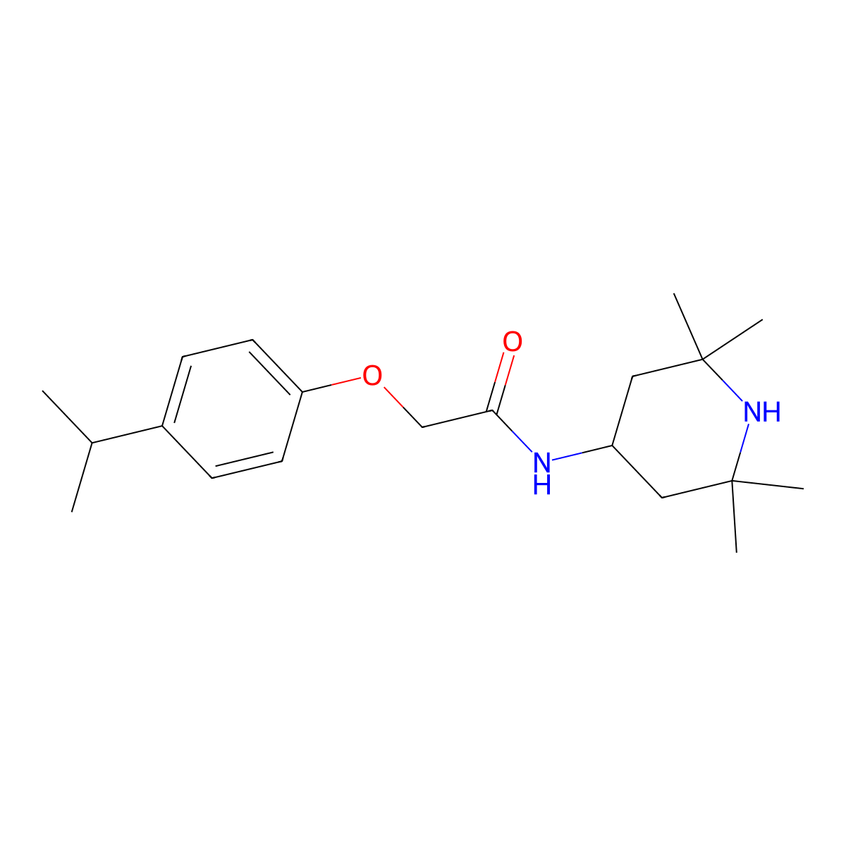 2-(4-propan-2-ylphenoxy)-N-(2,2,6,6-tetramethylpiperidin-4-yl)acetamide molecular structure, CAS 432534-24-2