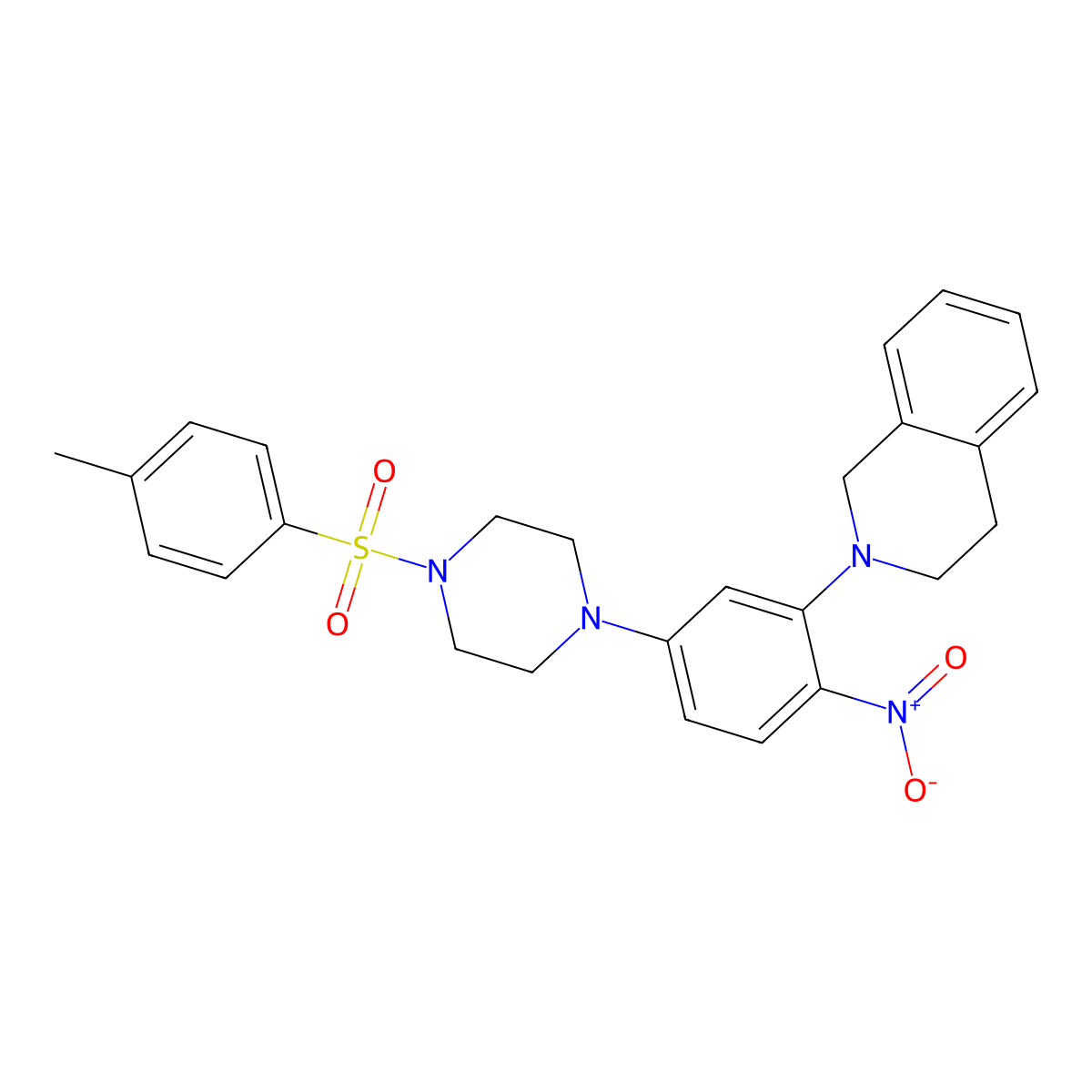 2-[5-[4-(4-methylphenyl)sulfonylpiperazin-1-yl]-2-nitrophenyl]-3,4-dihydro-1H-isoquinoline molecular structure, CAS 432534-31-1