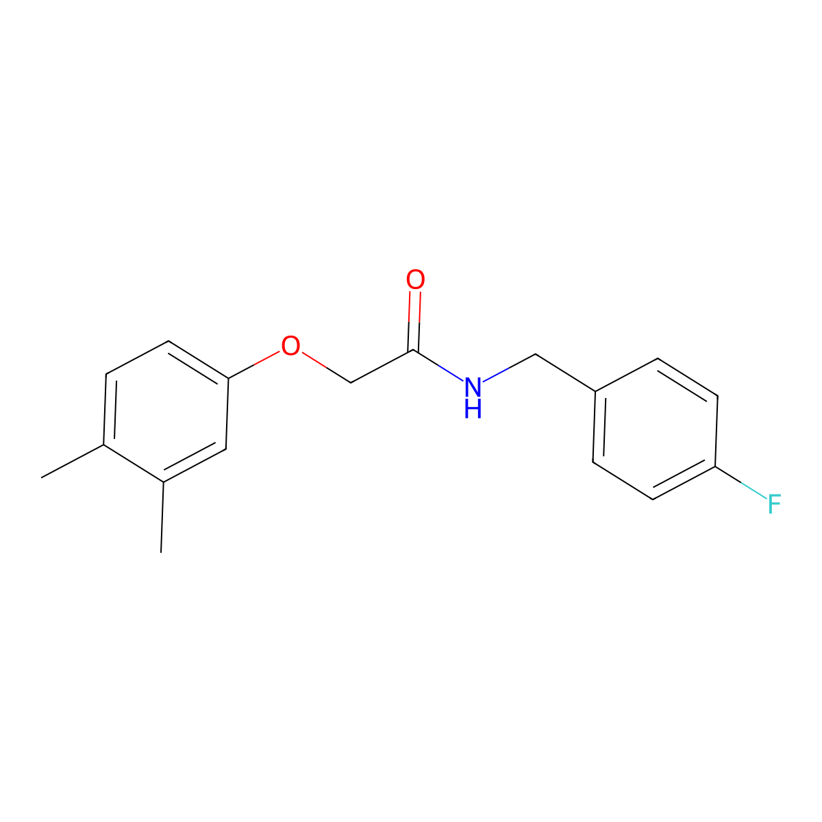 2-(3,4-dimethylphenoxy)-N-(4-fluorobenzyl)acetamide molecular structure, CAS 432534-42-4