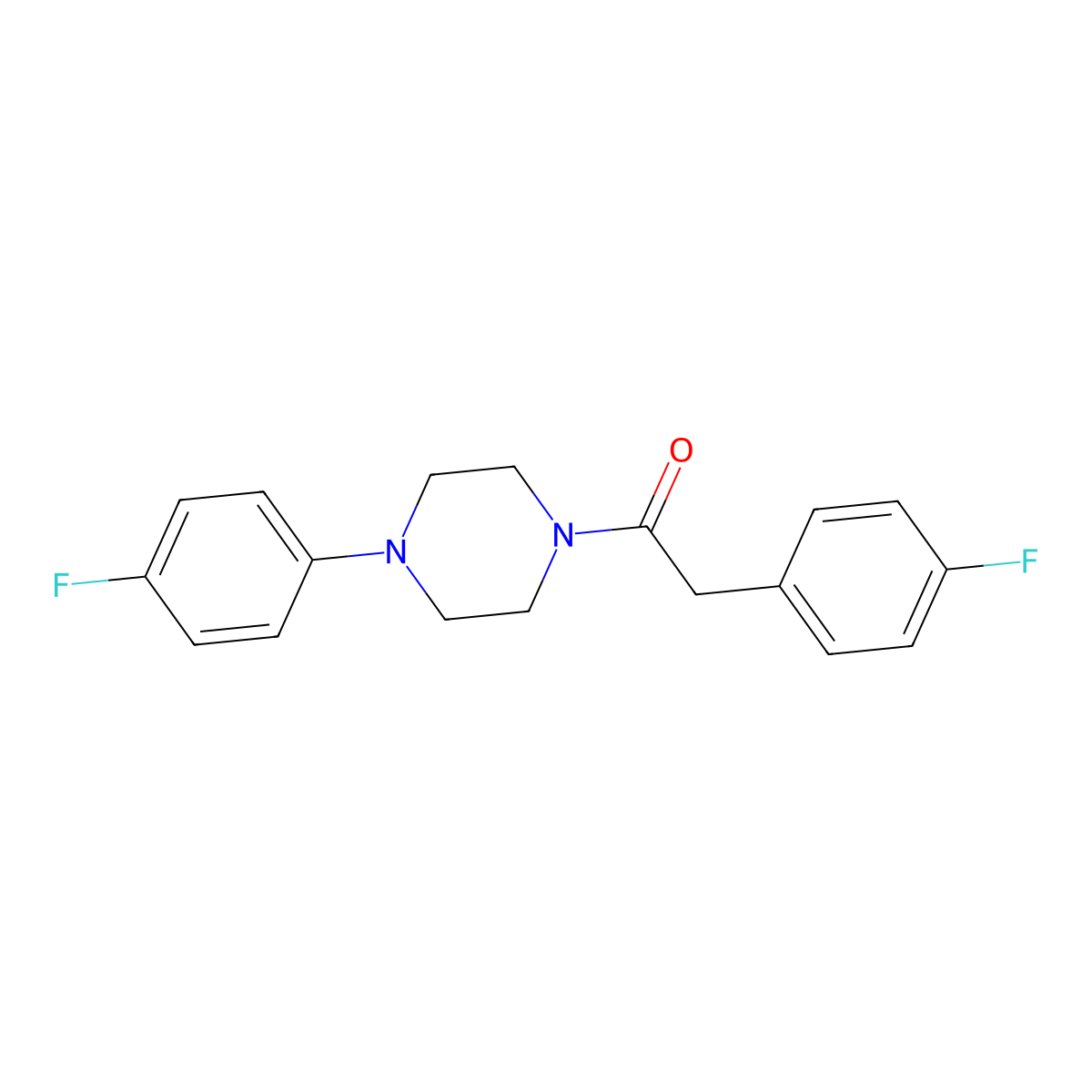 2-(4-Fluorophenyl)-1-[4-(4-fluorophenyl)piperazin-1-yl]ethanone molecular structure, CAS 432534-46-8