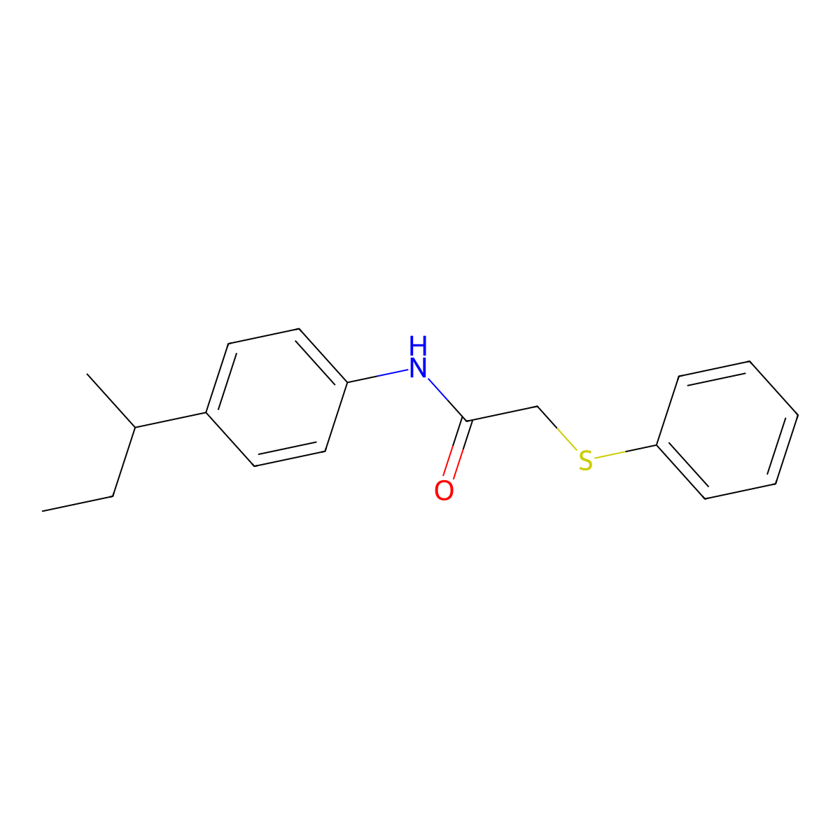 N-[4-(butan-2-yl)phenyl]-2-(phenylsulfanyl)acetamide molecular structure, CAS 432534-58-2