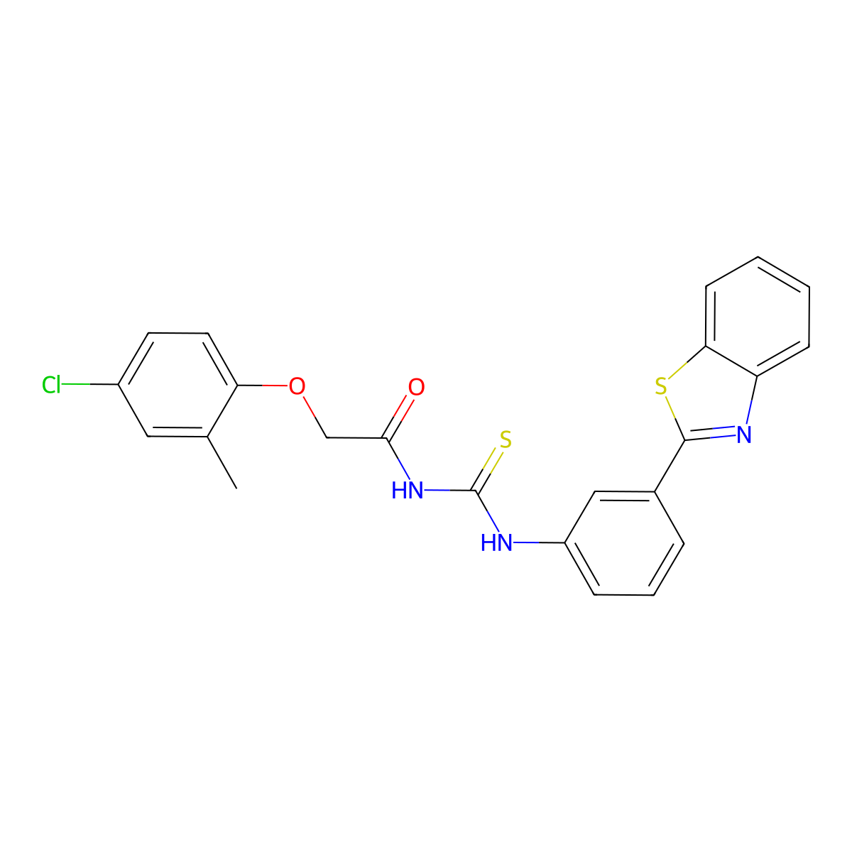 N-[[3-(1,3-benzothiazol-2-yl)phenyl]carbamothioyl]-2-(4-chloro-2-methylphenoxy)acetamide molecular structure, CAS 432534-66-2