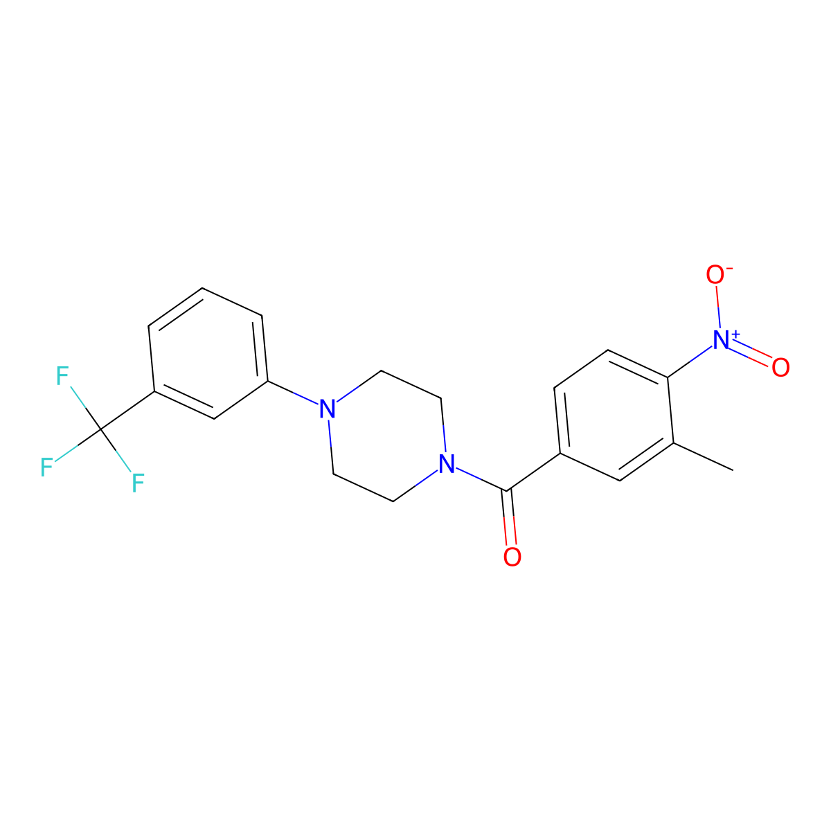 (3-Methyl-4-nitrophenyl)-[4-[3-(trifluoromethyl)phenyl]piperazin-1-yl]methanone molecular structure, CAS 432534-73-1