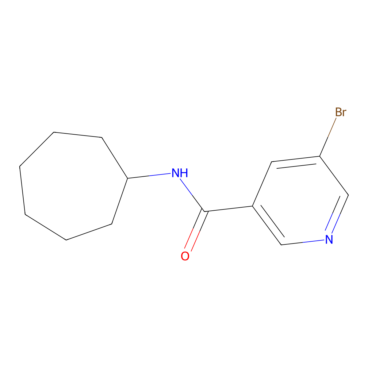 5-bromo-N-cycloheptylpyridine-3-carboxamide molecular structure, CAS 432534-93-5