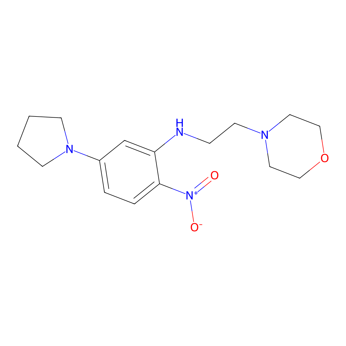 N-(2-morpholin-4-ylethyl)-2-nitro-5-pyrrolidin-1-ylaniline molecular structure, CAS 432535-41-6