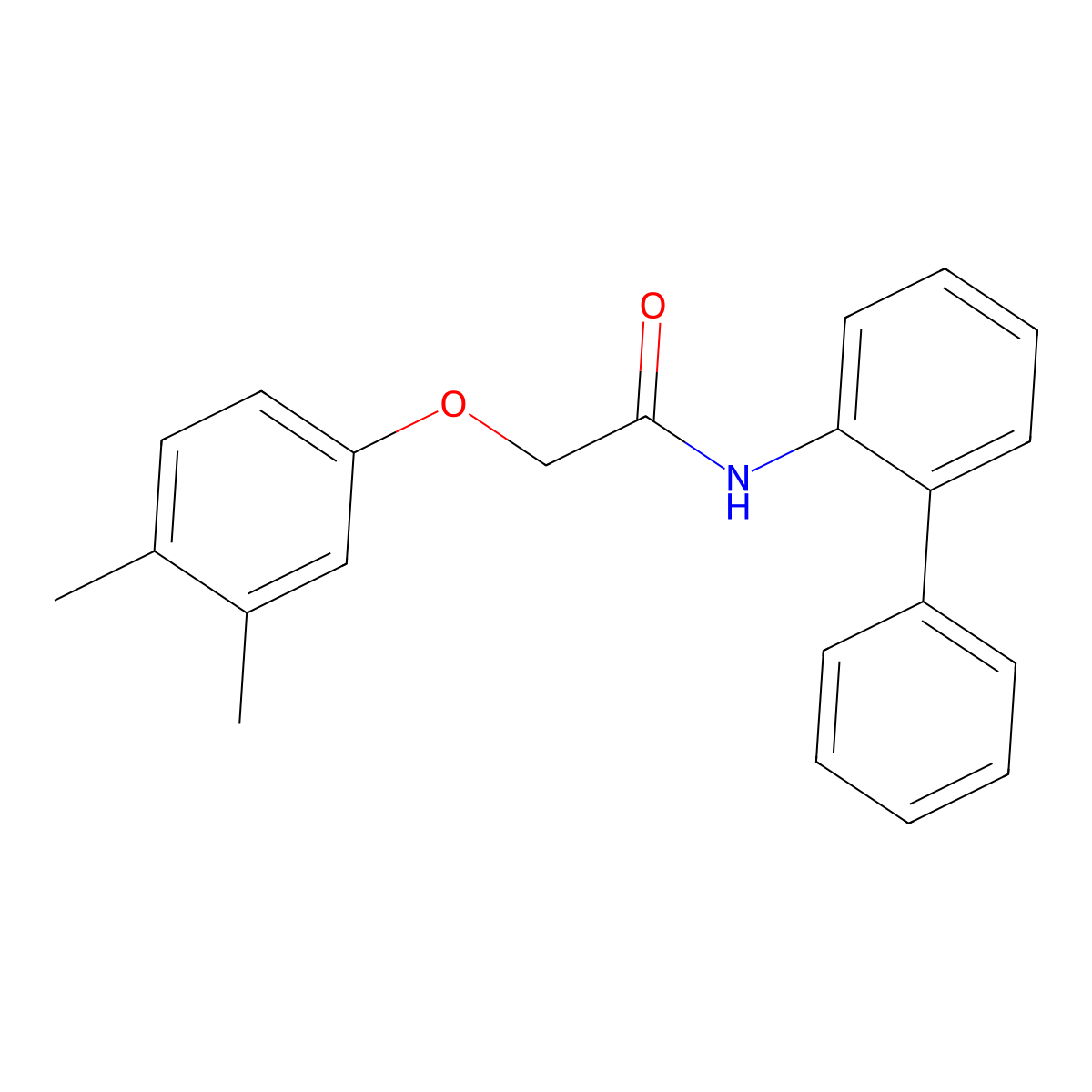 2-(3,4-dimethylphenoxy)-N-(2-phenylphenyl)acetamide molecular structure, CAS 432535-45-0