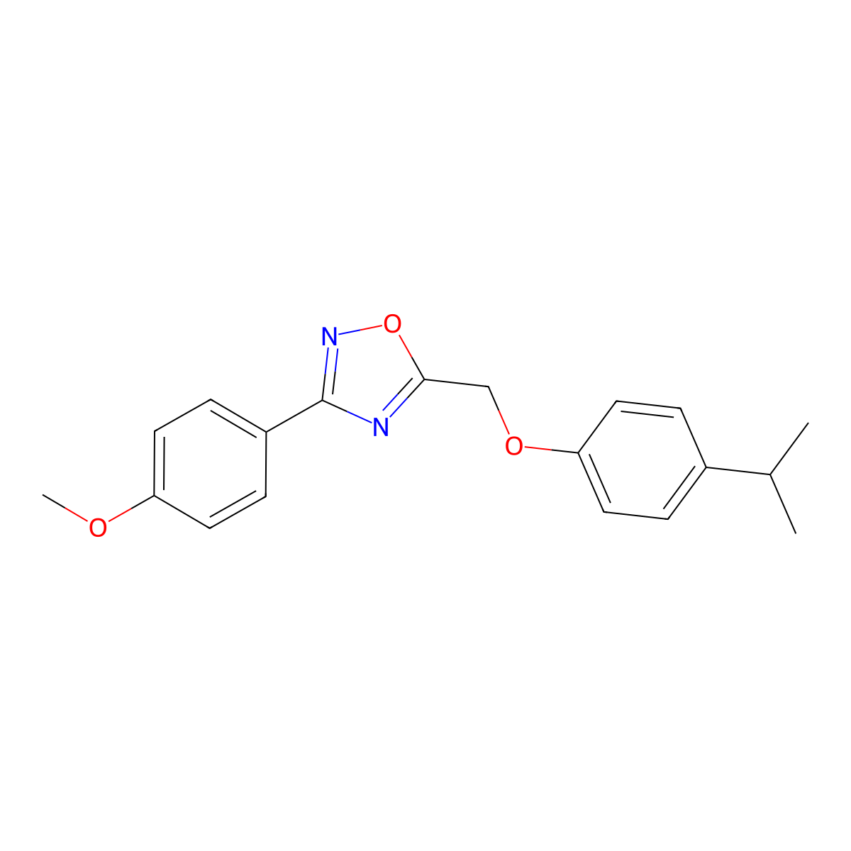 3-(4-Methoxyphenyl)-5-[(4-propan-2-ylphenoxy)methyl]-1,2,4-oxadiazole molecular structure, CAS 432535-47-2