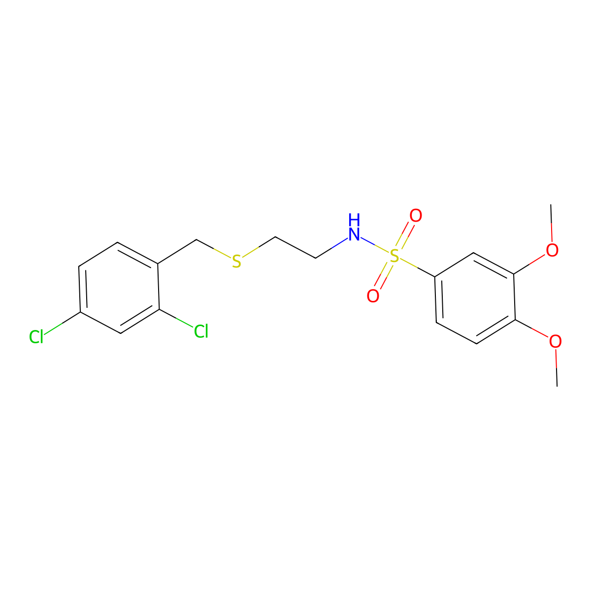 N-{2-[(2,4-dichlorobenzyl)sulfanyl]ethyl}-3,4-dimethoxybenzenesulfonamide molecular structure, CAS 432535-49-4
