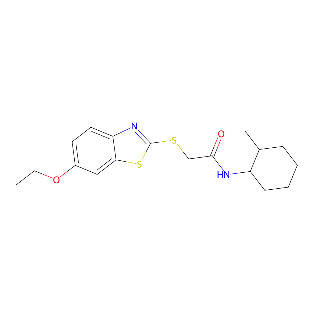 2-[(6-ethoxy-1,3-benzothiazol-2-yl)sulfanyl]-N-(2-methylcyclohexyl)acetamide molecular structure, CAS 432535-67-6