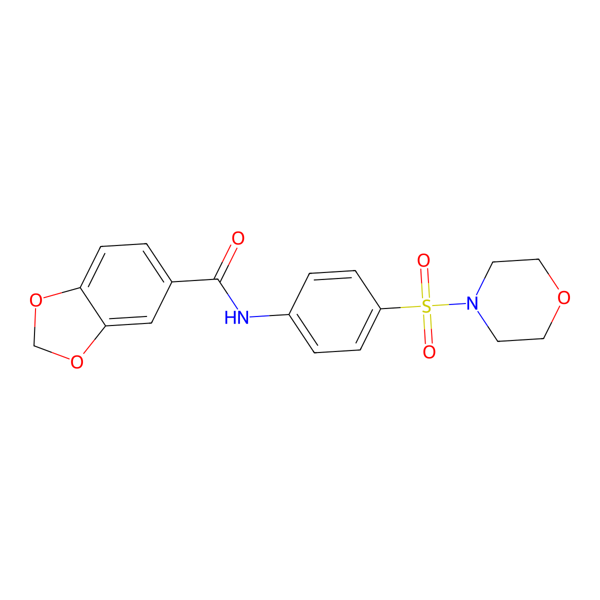 N-[4-(morpholin-4-ylsulfonyl)phenyl]-1,3-benzodioxole-5-carboxamide molecular structure, CAS 432535-83-6