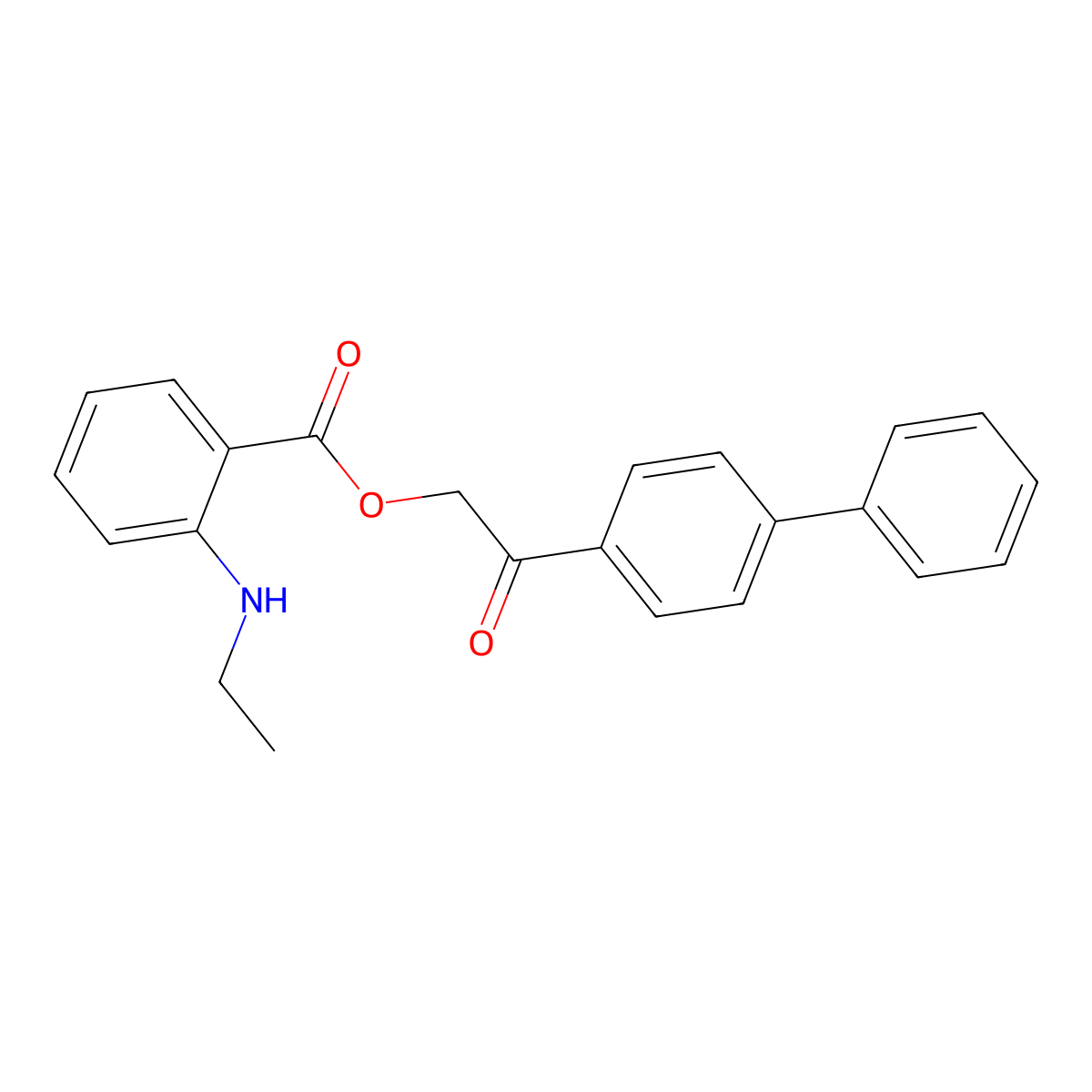 [2-Oxo-2-(4-phenylphenyl)ethyl] 2-(ethylamino)benzoate molecular structure, CAS 432535-87-0