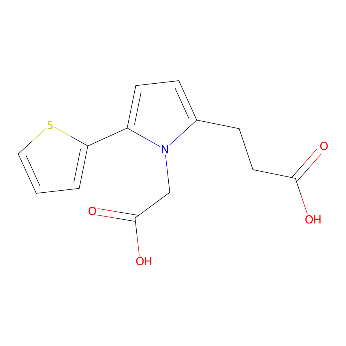 3-[1-(carboxymethyl)-5-(thiophen-2-yl)-1H-pyrrol-2-yl]propanoic acid molecular structure, CAS 432536-16-8