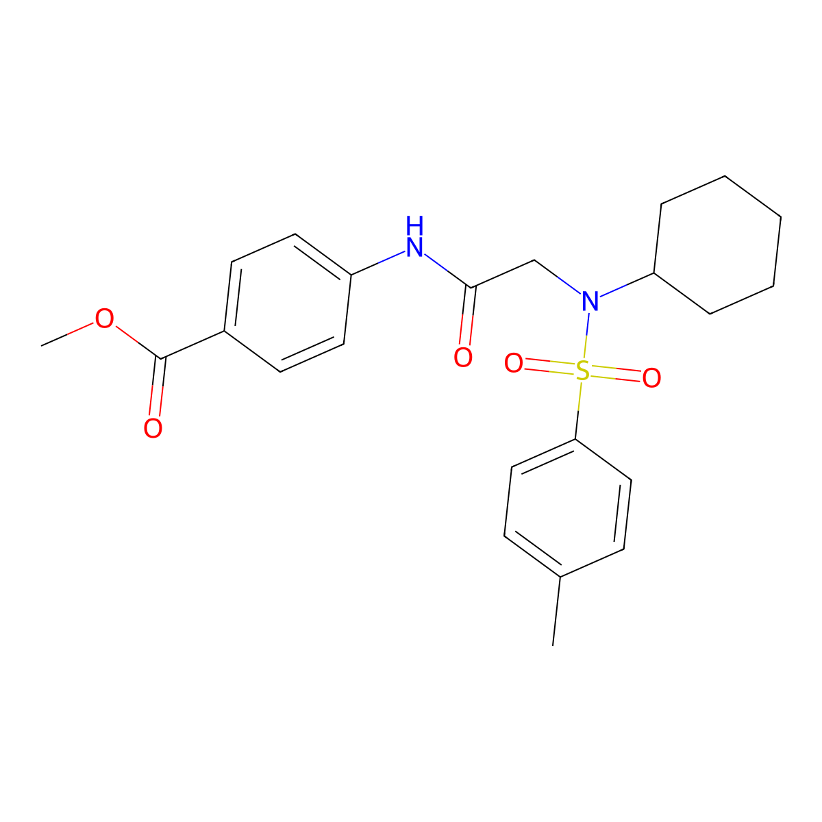 methyl 4-({N-cyclohexyl-N-[(4-methylphenyl)sulfonyl]glycyl}amino)benzoate molecular structure, CAS 432536-71-5