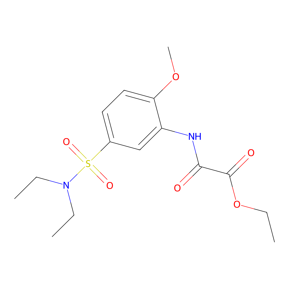 Ethyl {5-[(diethylamino)sulfonyl]-2-methoxyanilino}(oxo)acetate molecular structure, CAS 432536-92-0