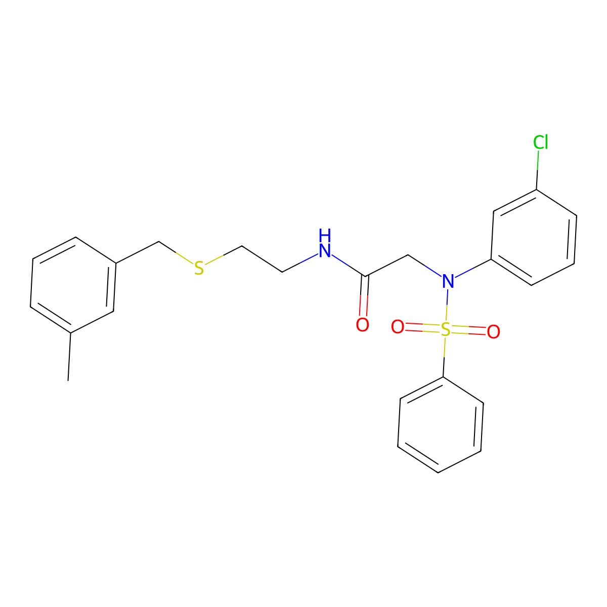 2-[N-(benzenesulfonyl)-3-chloroanilino]-N-[2-[(3-methylphenyl)methylsulfanyl]ethyl]acetamide molecular structure, CAS 432537-00-3