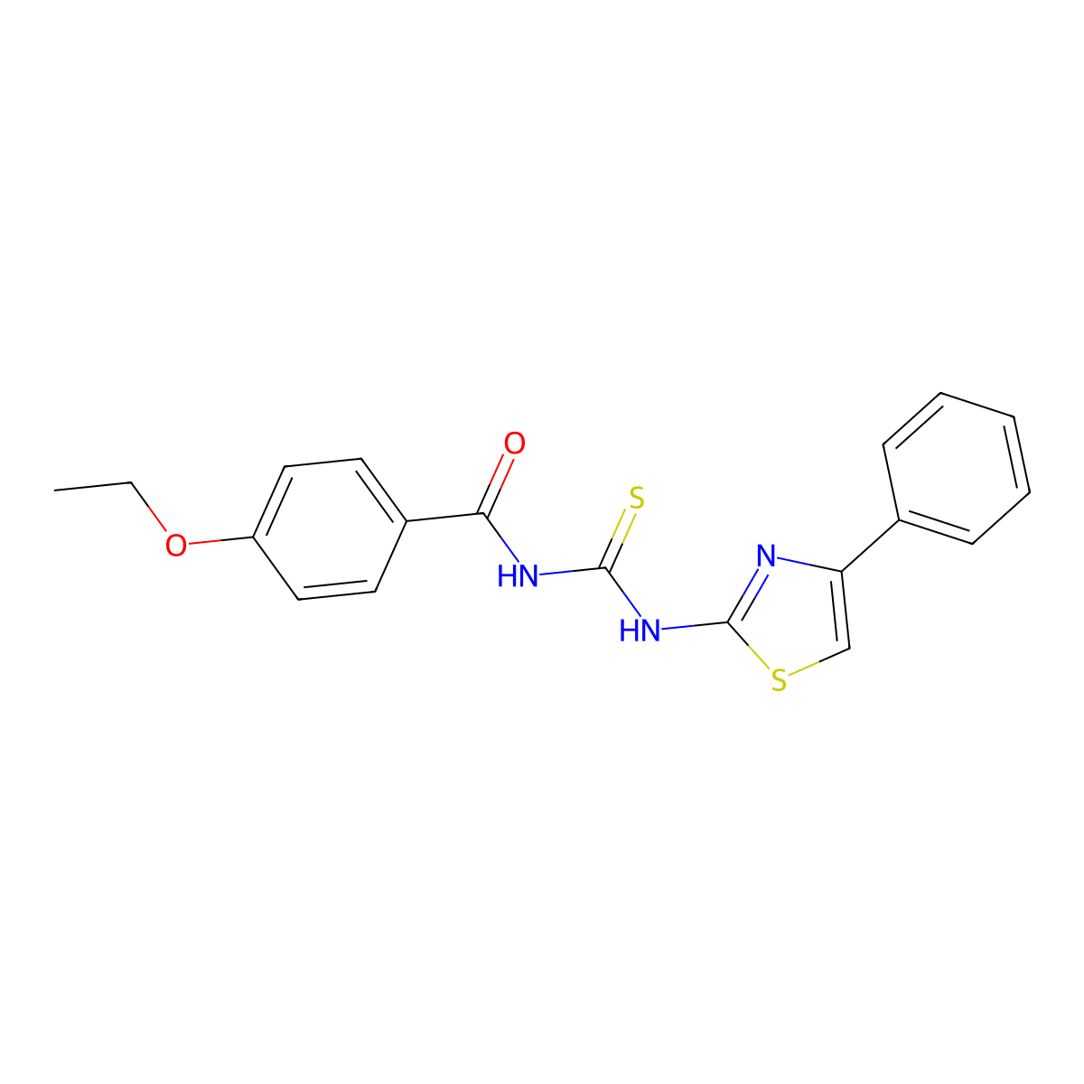 4-ethoxy-N-[(4-phenyl-1,3-thiazol-2-yl)carbamothioyl]benzamide molecular structure, CAS 432537-08-1