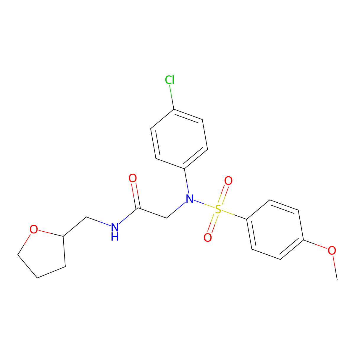 2-(4-chloro-N-(4-methoxyphenyl)sulfonylanilino)-N-(oxolan-2-ylmethyl)acetamide molecular structure, CAS 432537-40-1