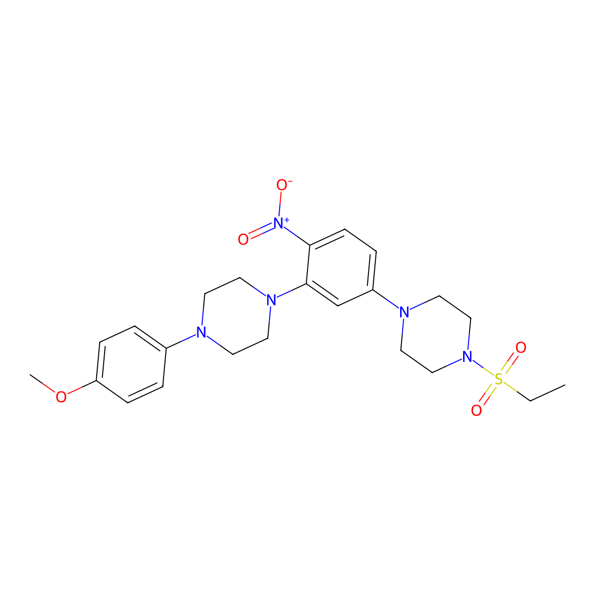 1-[5-(4-Ethylsulfonylpiperazin-1-yl)-2-nitrophenyl]-4-(4-methoxyphenyl)piperazine molecular structure, CAS 432537-41-2