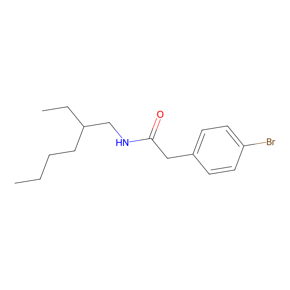 2-(4-bromophenyl)-N-(2-ethylhexyl)acetamide molecular structure, CAS 432537-48-9