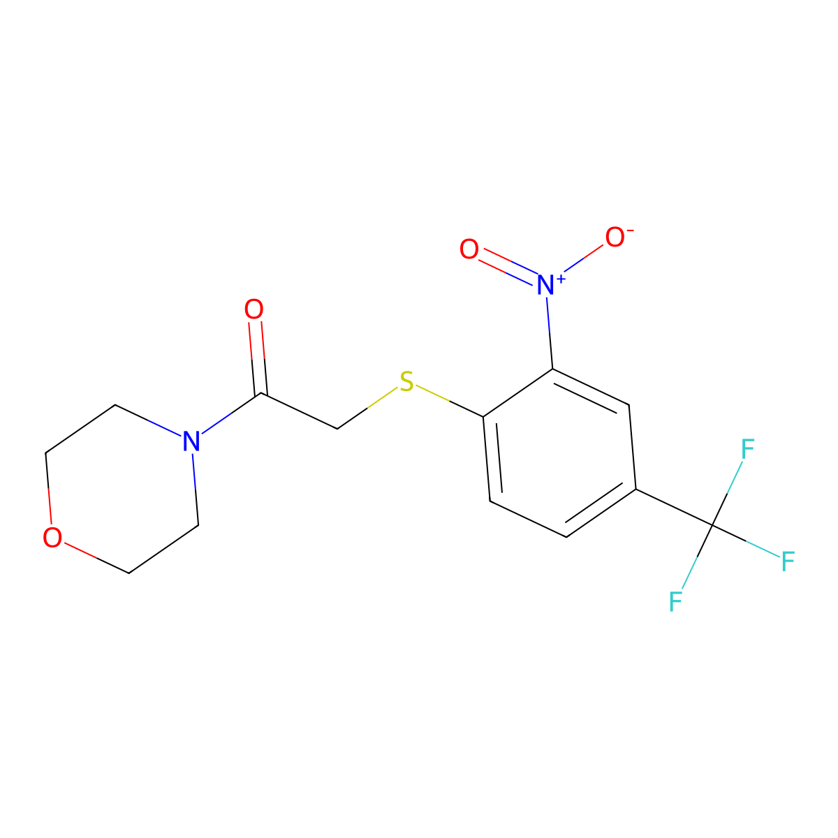 1-Morpholin-4-yl-2-[2-nitro-4-(trifluoromethyl)phenyl]sulfanylethanone molecular structure, CAS 432537-63-8