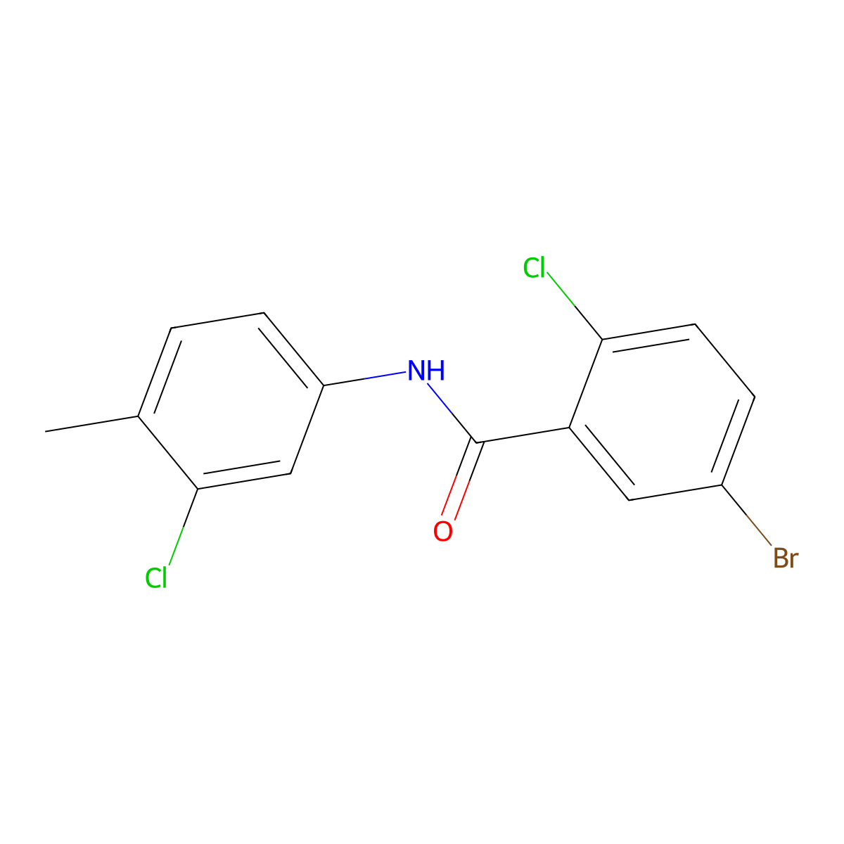 5-bromo-2-chloro-N-(3-chloro-4-methylphenyl)benzamide molecular structure, CAS 432537-67-2
